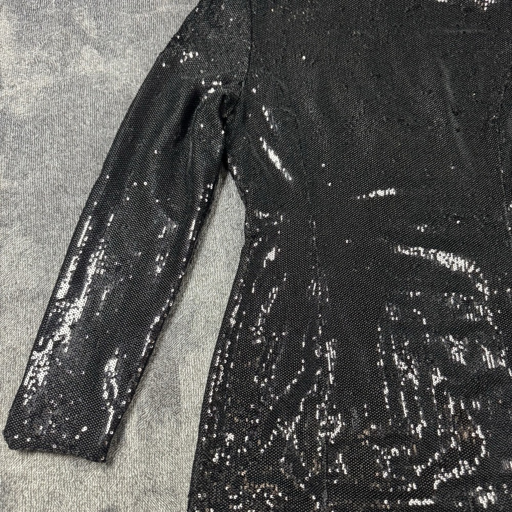 L'ECOLE DES FEMMES Women's Size Large Black Sequin Turtleneck Zip Back Dress - Picture 3 of 16